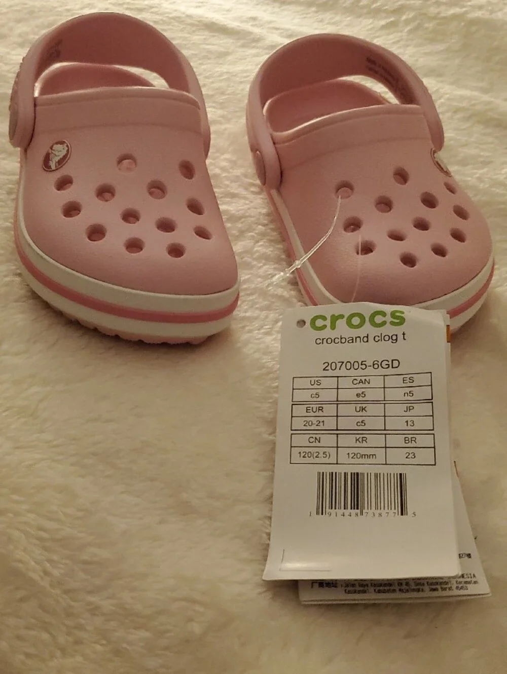 Crocs Crocband Clog Toddler Shoes Pink White Size C5 NWT